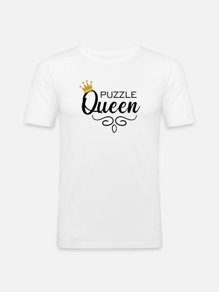 Puzzle Queen - Männer Slim Fit T-Shirt - Weiß