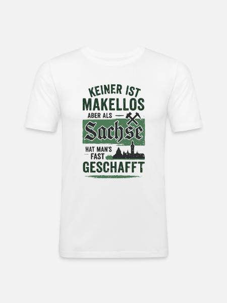 Sachse Fast makellos mit Stolz - Männer Slim Fit T-Shirt - Weiß