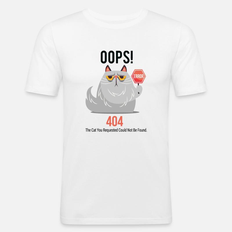 Grumpy Cat 404 - Männer Slim Fit T-Shirt - Weiß