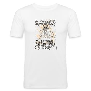 Wikinger Krieger Bedrohlicher Kämpfer Mythologie - Männer Slim Fit T-Shirt - Weiß - Vorne - Nik (191cm)