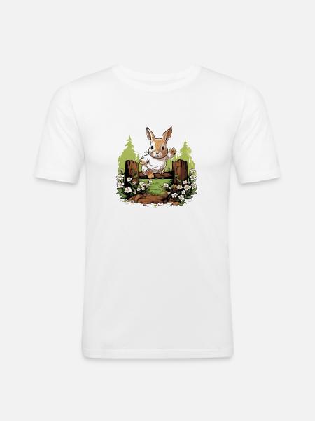 HappyHops Kaninhop Rabbithop Gift - Men's Slim Fit T-Shirt - white