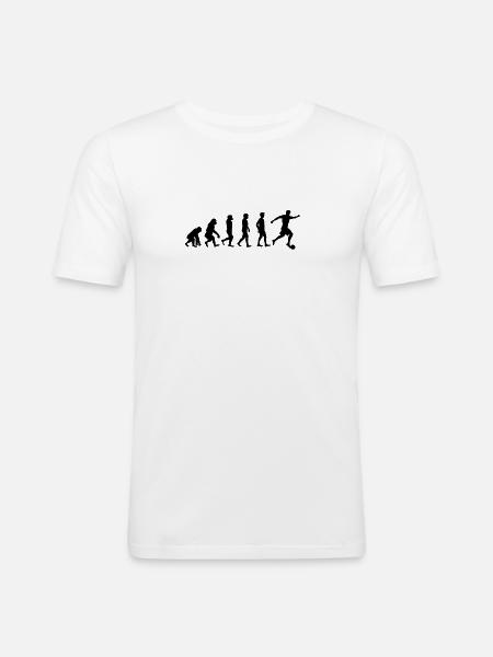 Fußball Evolution T-shirt Fußballer Geschenk - Männer Slim Fit T-Shirt - Weiß