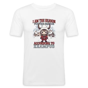 Krampus Kramperl | Krampus Kostüm Weihnachtsmann - Männer Slim Fit T-Shirt - Weiß - Vorne - Nik (191cm)
