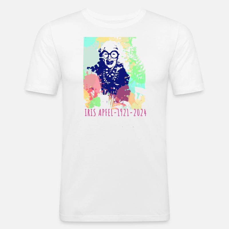 Illustration, bunt, Graffiti, Iris Apfel - Männer Slim Fit T-Shirt - Weiß