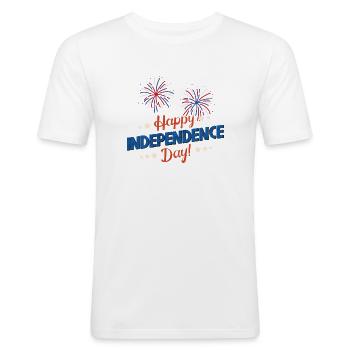 4 of july, happy independence day - Männer Slim Fit T-Shirt - Weiß - Vorne - Nik (191cm)