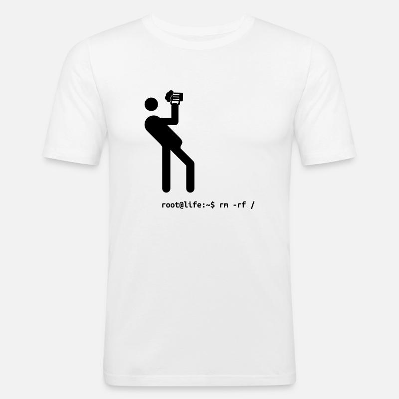 root Befehl rm -rf / - Männer Slim Fit T-Shirt - Weiß