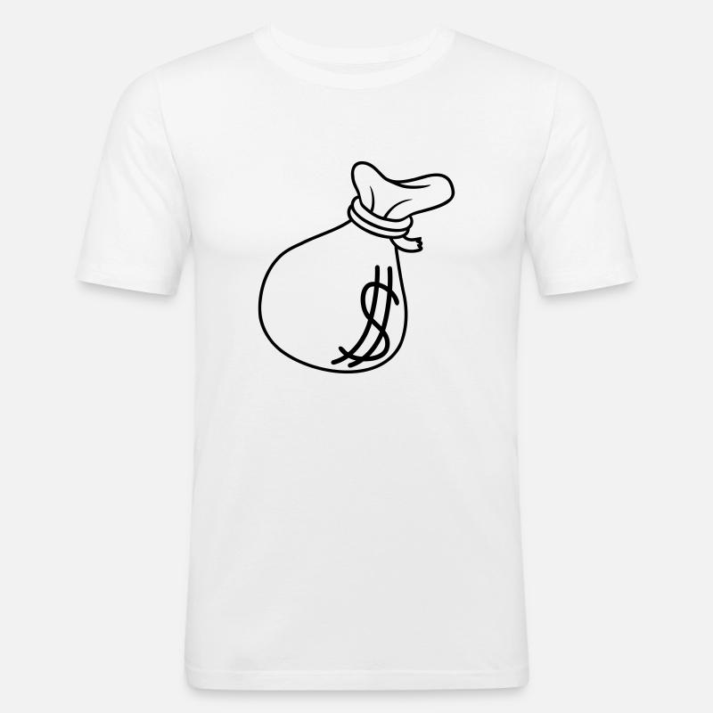 Dollar Symbol Geld Sack - Männer Slim Fit T-Shirt - Weiß
