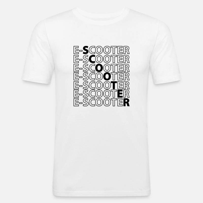 E-Scooter E-Roller Scooter - Männer Slim Fit T-Shirt - Weiß