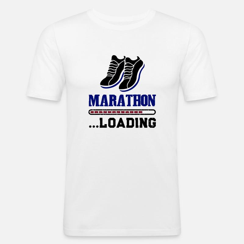 marathon loading - Männer Slim Fit T-Shirt - Weiß