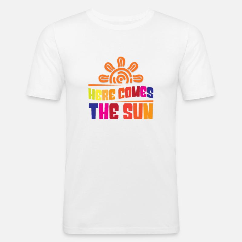 Here comes the sun - Männer Slim Fit T-Shirt - Weiß