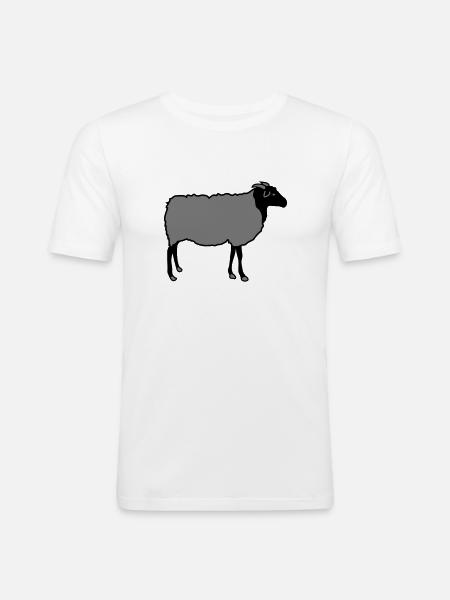 moutons - T-shirt près du corps Homme - blanc