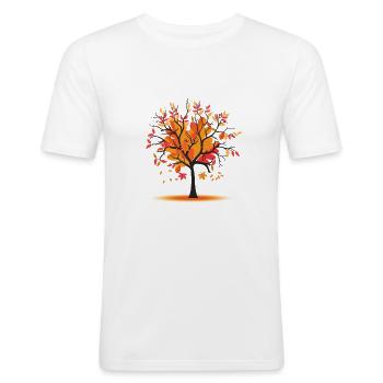 Herbst Laub Herbstlicher Baum Goldene Jahreszeit - Männer Slim Fit T-Shirt - Weiß - Vorne - Nik (191cm)