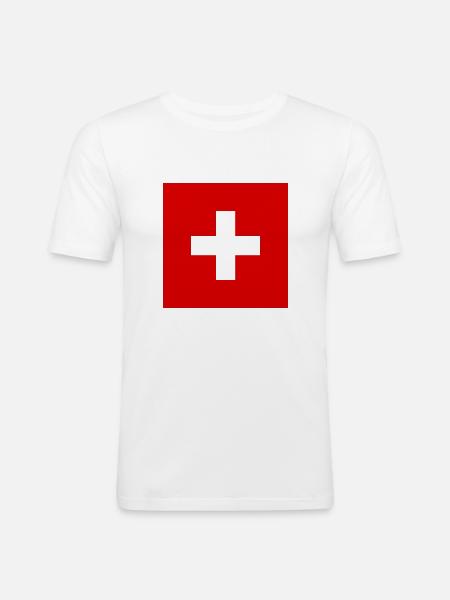 Schweiz Flag - Swiss Pride Gave - Herre Slim Fit T-Shirt - hvid