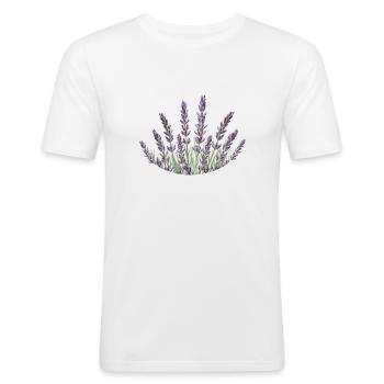 Lavendelhalme Lavendel - Männer Slim Fit T-Shirt - Weiß - Vorne - Nik (191cm)
