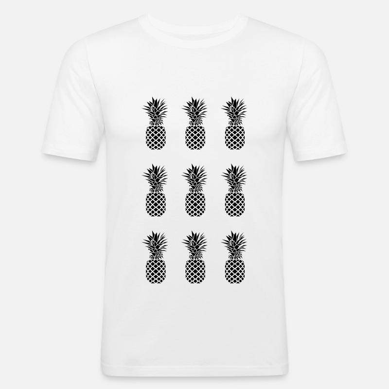 AD Pineapple Pattern Mono - Männer Slim Fit T-Shirt - Weiß