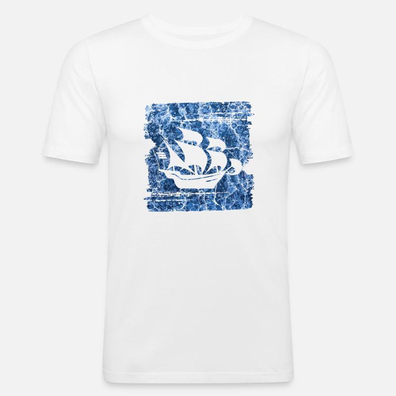 segelschiff e 206 - Männer Slim Fit T-Shirt - Weiß