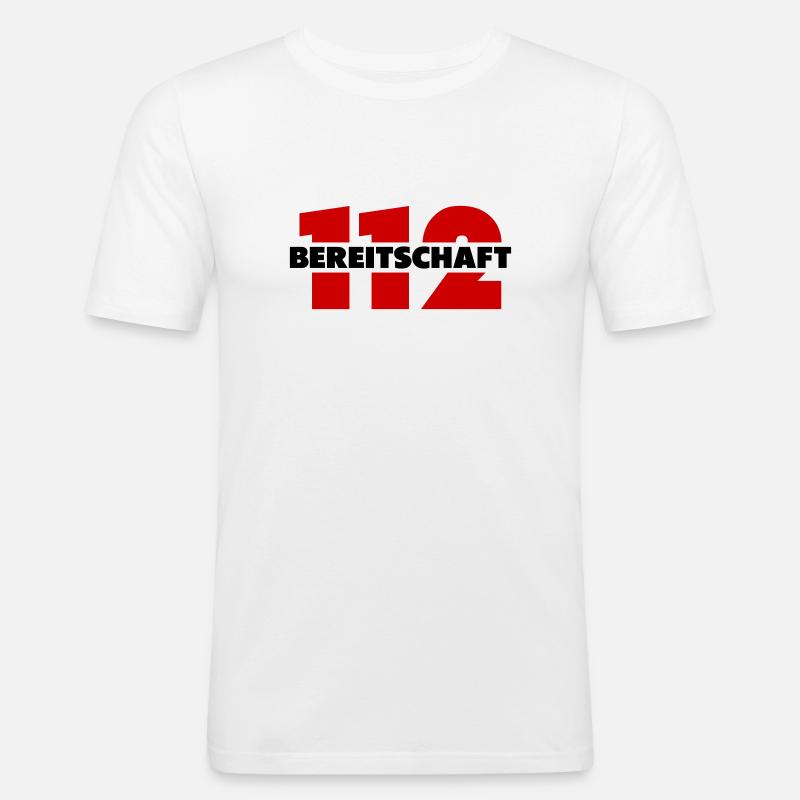112 Bereitschaft - Männer Slim Fit T-Shirt - Weiß