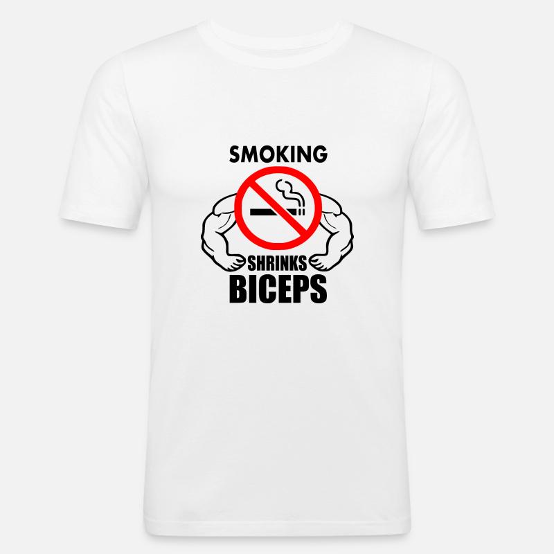 Smoking shrinks the biceps - Männer Slim Fit T-Shirt - Weiß