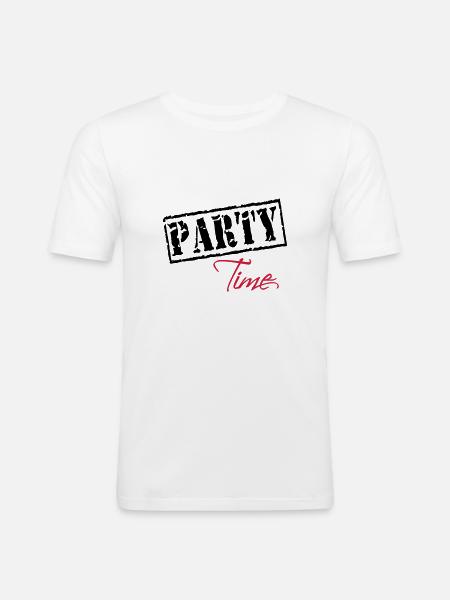 Party Time - Männer Slim Fit T-Shirt - Weiß