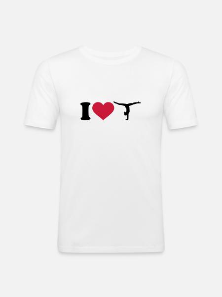 I love Gymnastik Turnen - Männer Slim Fit T-Shirt - Weiß