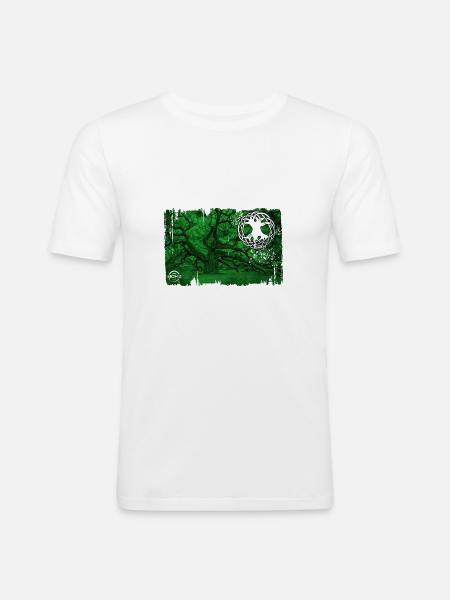 eiche mit lebensbaum grün - Männer Slim Fit T-Shirt - Weiß