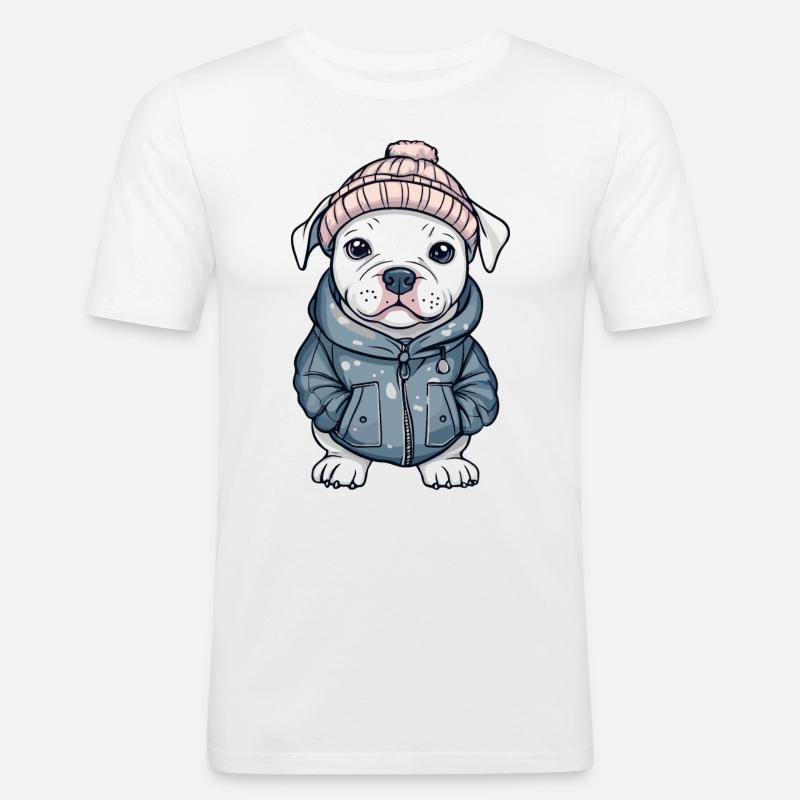 Pit Terrier Hund Stylisch - Männer Slim Fit T-Shirt - Weiß
