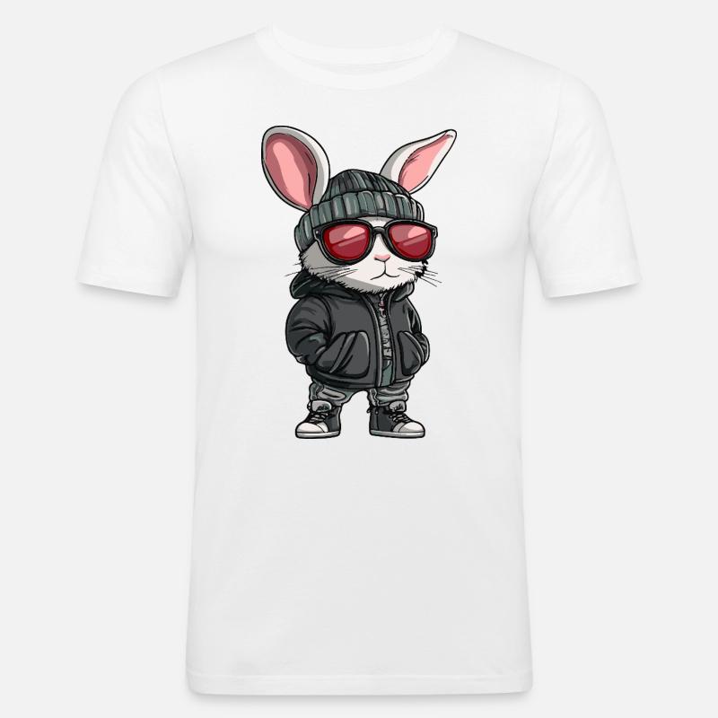 Hase Cool Comic - Männer Slim Fit T-Shirt - Weiß