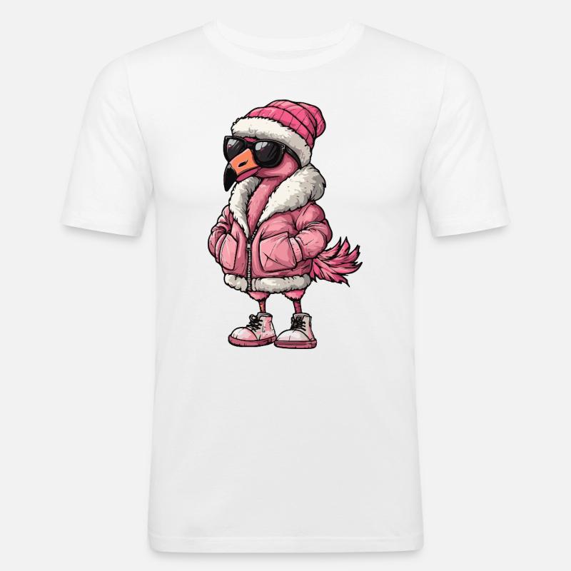 Flamingo Cool Comic - Men's Slim Fit T-Shirt - white