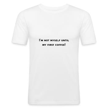 Funny Coffee Design - Men's Slim Fit T-Shirt - white - Front - Nik (191cm)