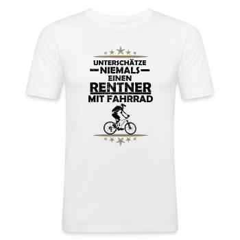 Rentner mit einem Fahrrad - Männer Slim Fit T-Shirt - Weiß - Vorne - Nik (191cm)