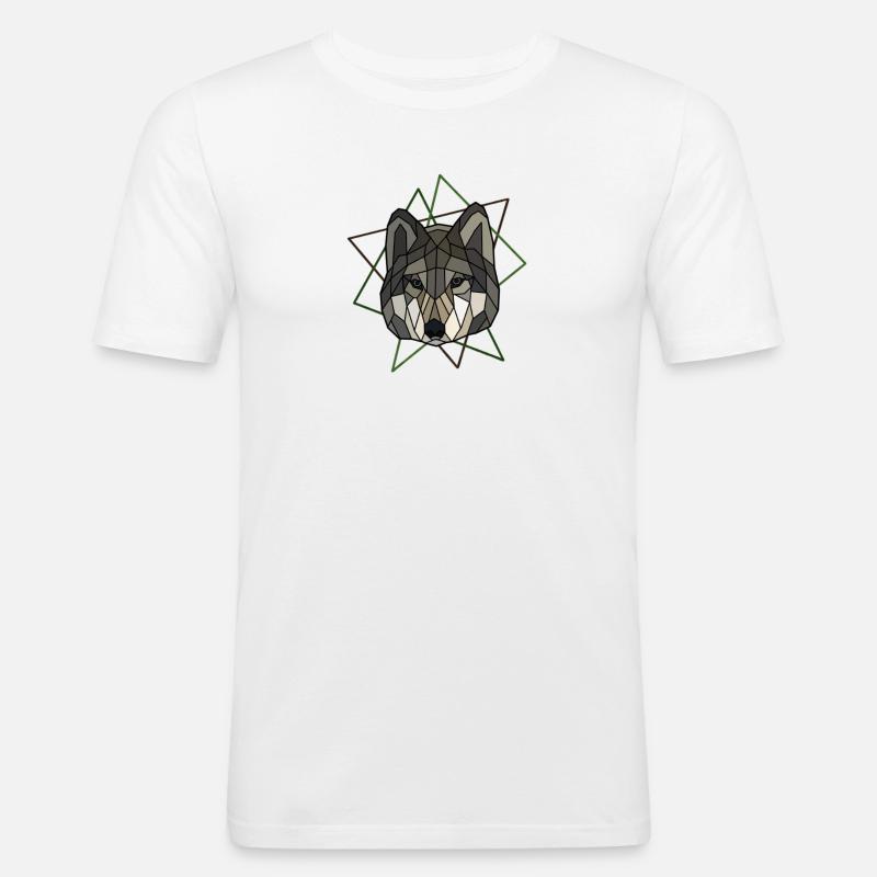 Wolf - Männer Slim Fit T-Shirt - Weiß
