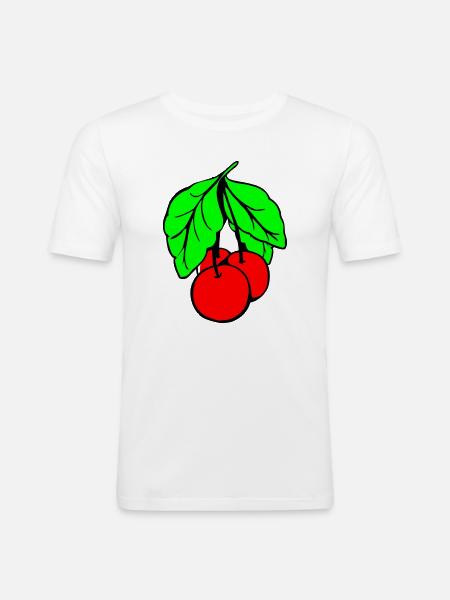 Cerises - T-shirt près du corps Homme - blanc