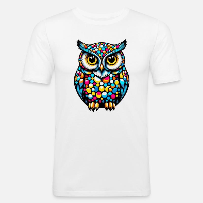Eule - Männer Slim Fit T-Shirt - Weiß