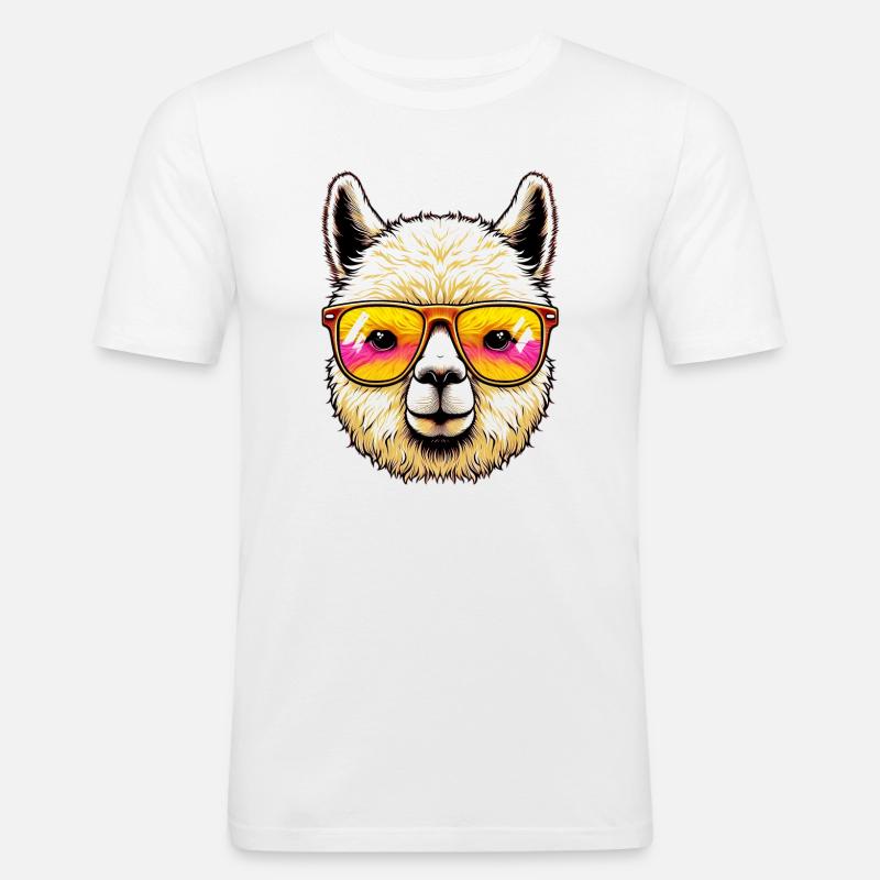 Alpaka - Männer Slim Fit T-Shirt - Weiß