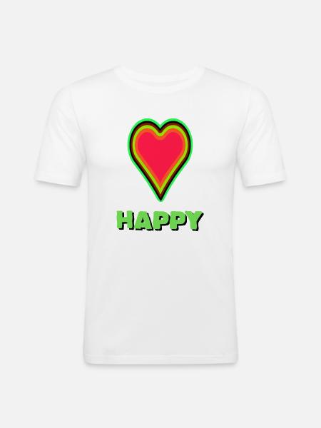 VIBRANT heart graphic with neon framing - Men's Slim Fit T-Shirt - white