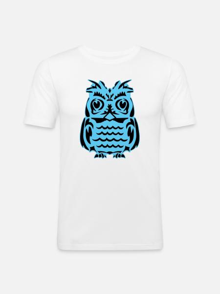 Light Blue Abstract Owl - Men's Slim Fit T-Shirt - white