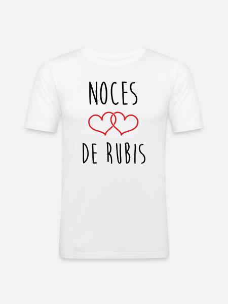 Rubinhochzeit – 35 Jahre Ehe - Männer Slim Fit T-Shirt - Weiß