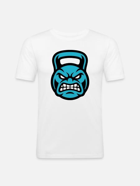 Kettlebell Face Logo - Men's Slim Fit T-Shirt - white