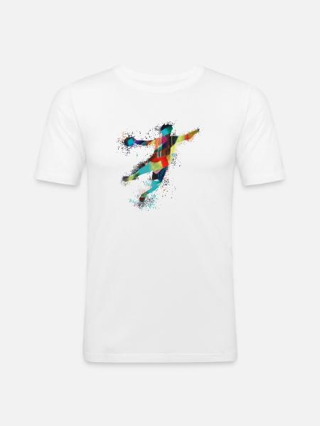 Handball, handballer, Beachhandball,Graffiti,bunt - T-shirt près du corps Homme - blanc