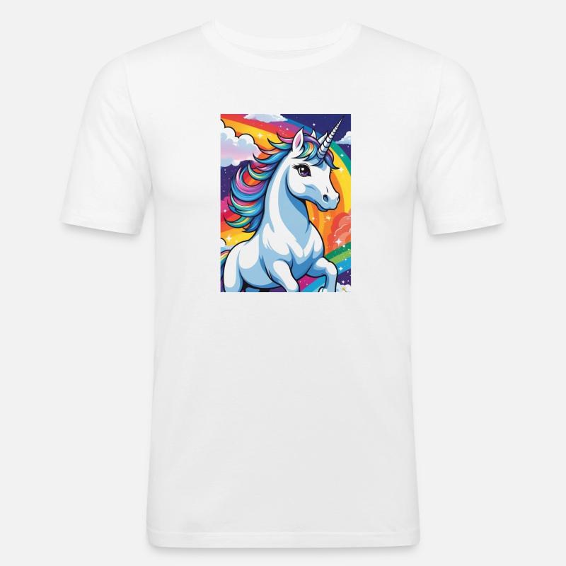 süßes Einhorn Geschenkidee - Männer Slim Fit T-Shirt - Weiß