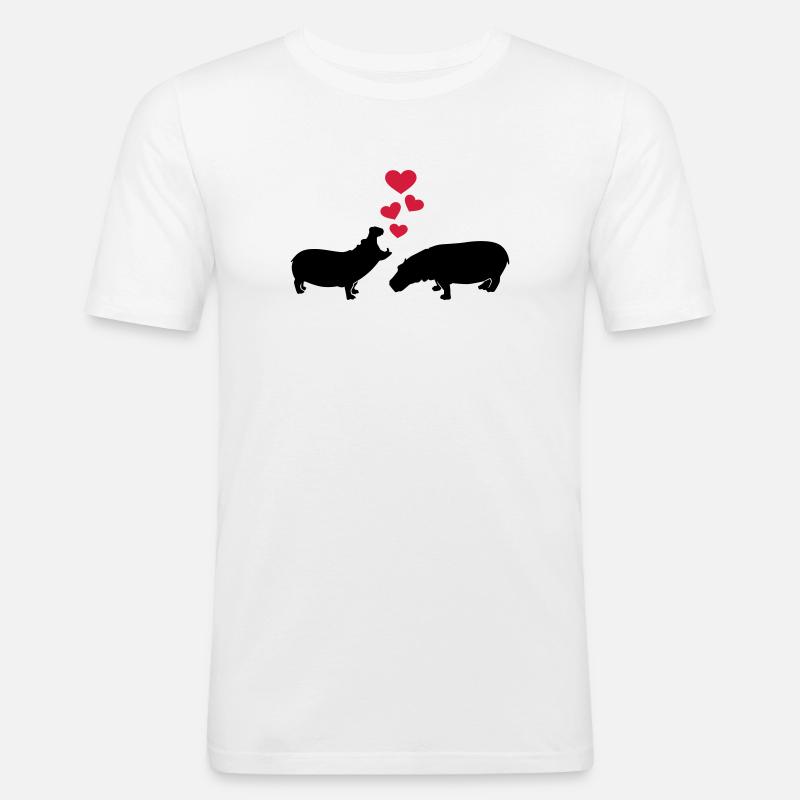Nilpferd - Männer Slim Fit T-Shirt - Weiß