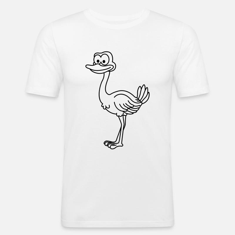 Strauß Comic Tier - Männer Slim Fit T-Shirt - Weiß