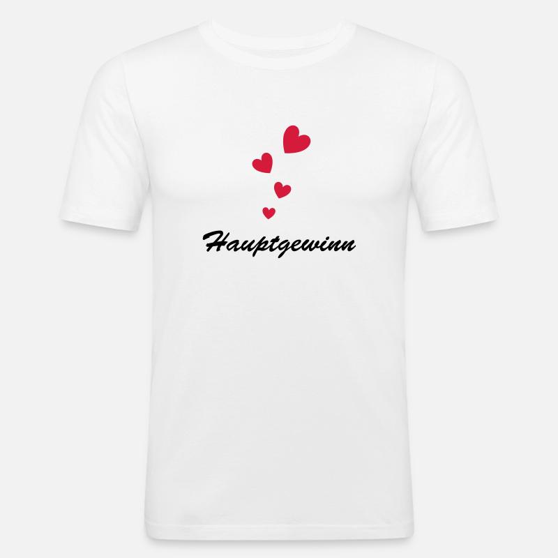 Hauptgewinn - Männer Slim Fit T-Shirt - Weiß