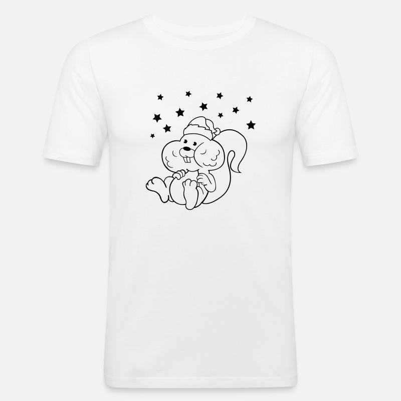 Weihnachts Einhörnchen - Männer Slim Fit T-Shirt - Weiß