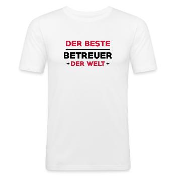 Betreuer Betreuerin Gruppenleiter Kind Gastgeber - Männer Slim Fit T-Shirt - Weiß - Vorne - Nik (191cm)