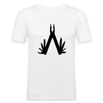 multitool - Männer Slim Fit T-Shirt - Weiß - Vorne - Nik (191cm)