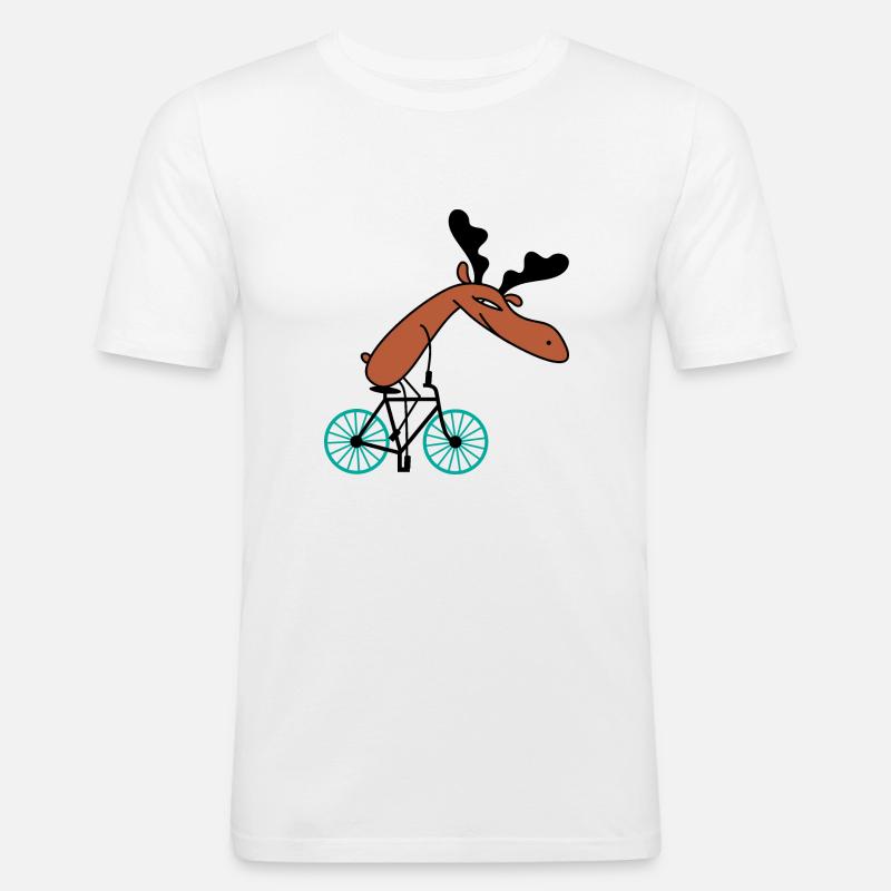 Fahrrad Elch b - Männer Slim Fit T-Shirt - Weiß