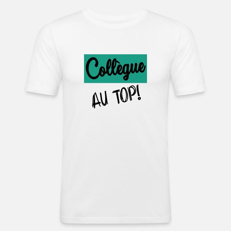 COLLEGUE. RETRAITE. RETRAITEE. RETRAITE. - T-shirt près du corps Homme - blanc