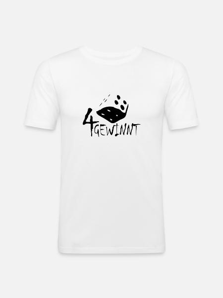 4 gewinnt - Männer Slim Fit T-Shirt - Weiß