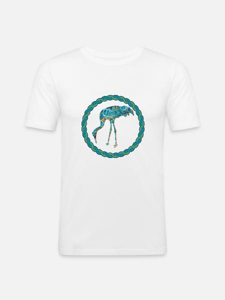 kranich e 100 - Männer Slim Fit T-Shirt - Weiß